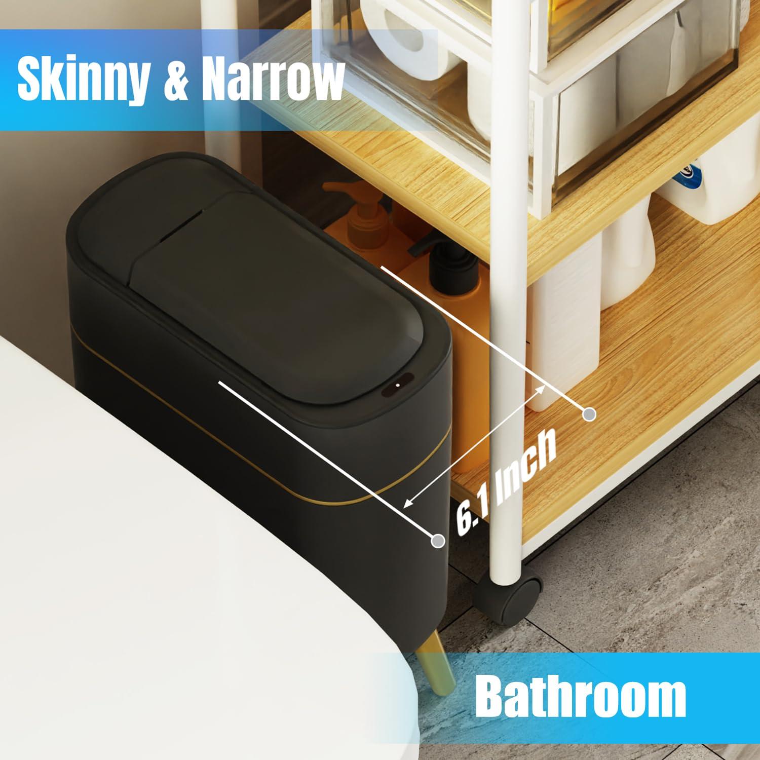 Basurero Automático Yatmung 9.46L Negro con Borde Dorado