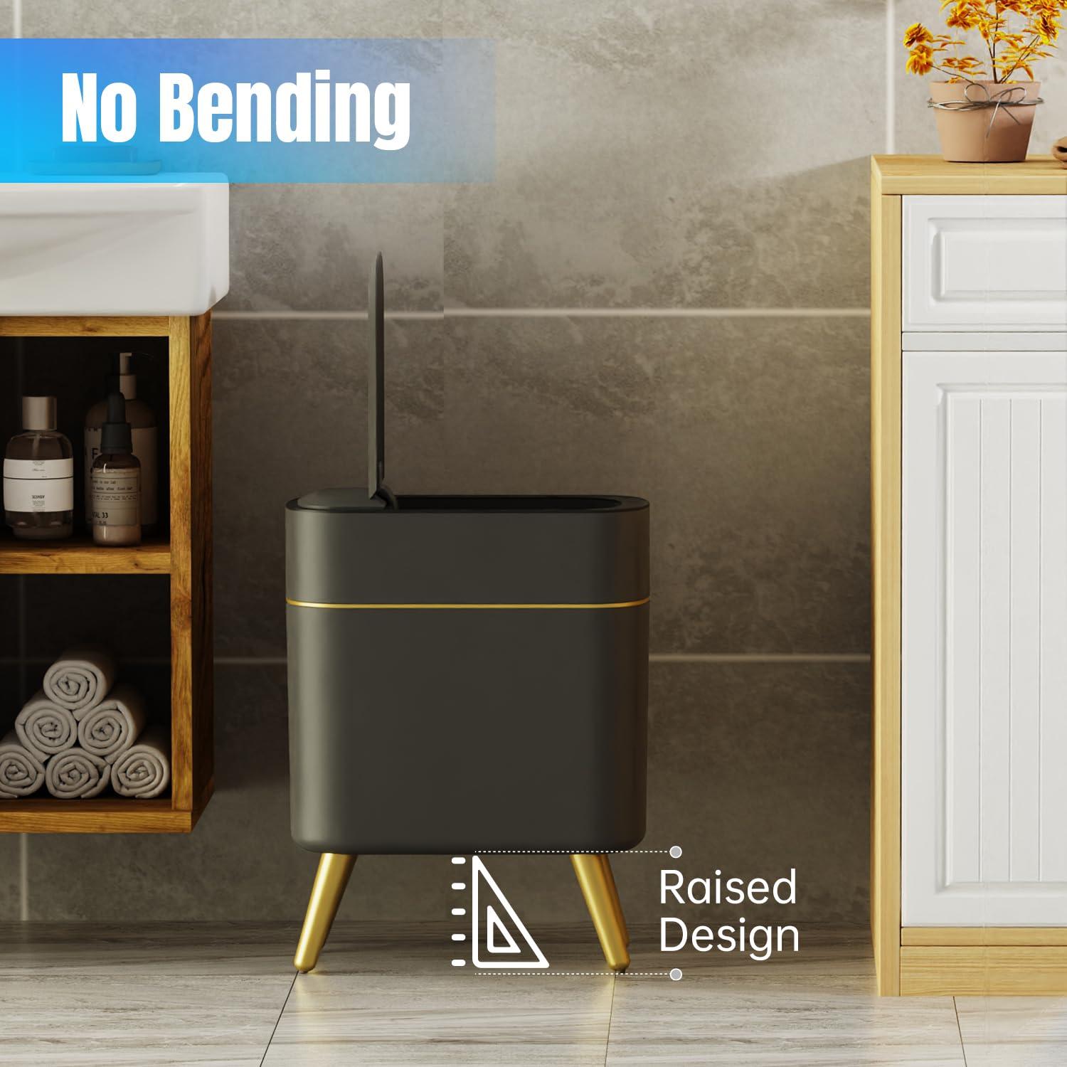 Basurero Automático Yatmung 9.46L Negro con Borde Dorado