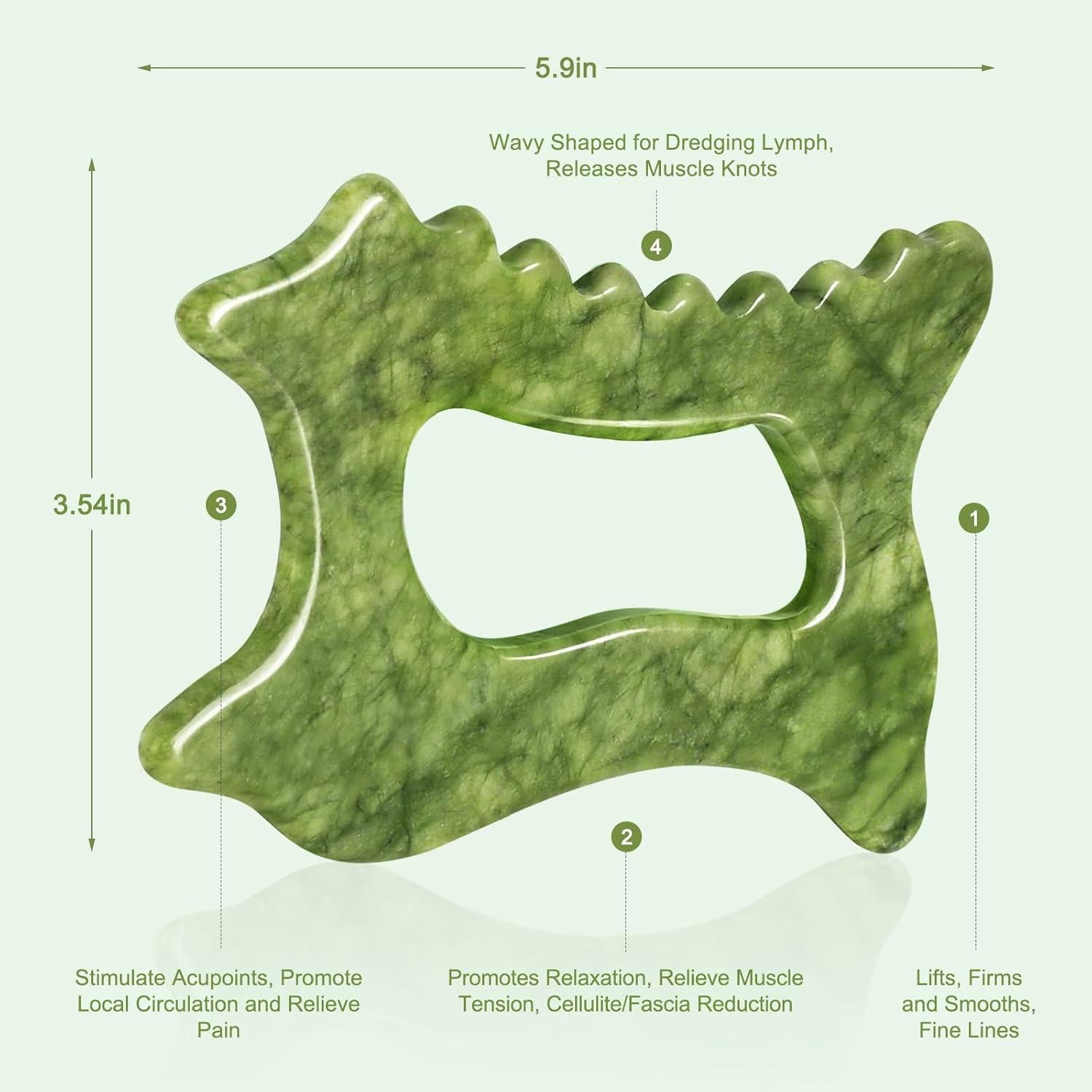 Set de Herramientas Gua Sha de Jade 6 en 1 Crossmoon - Masaje Facial y Corporal