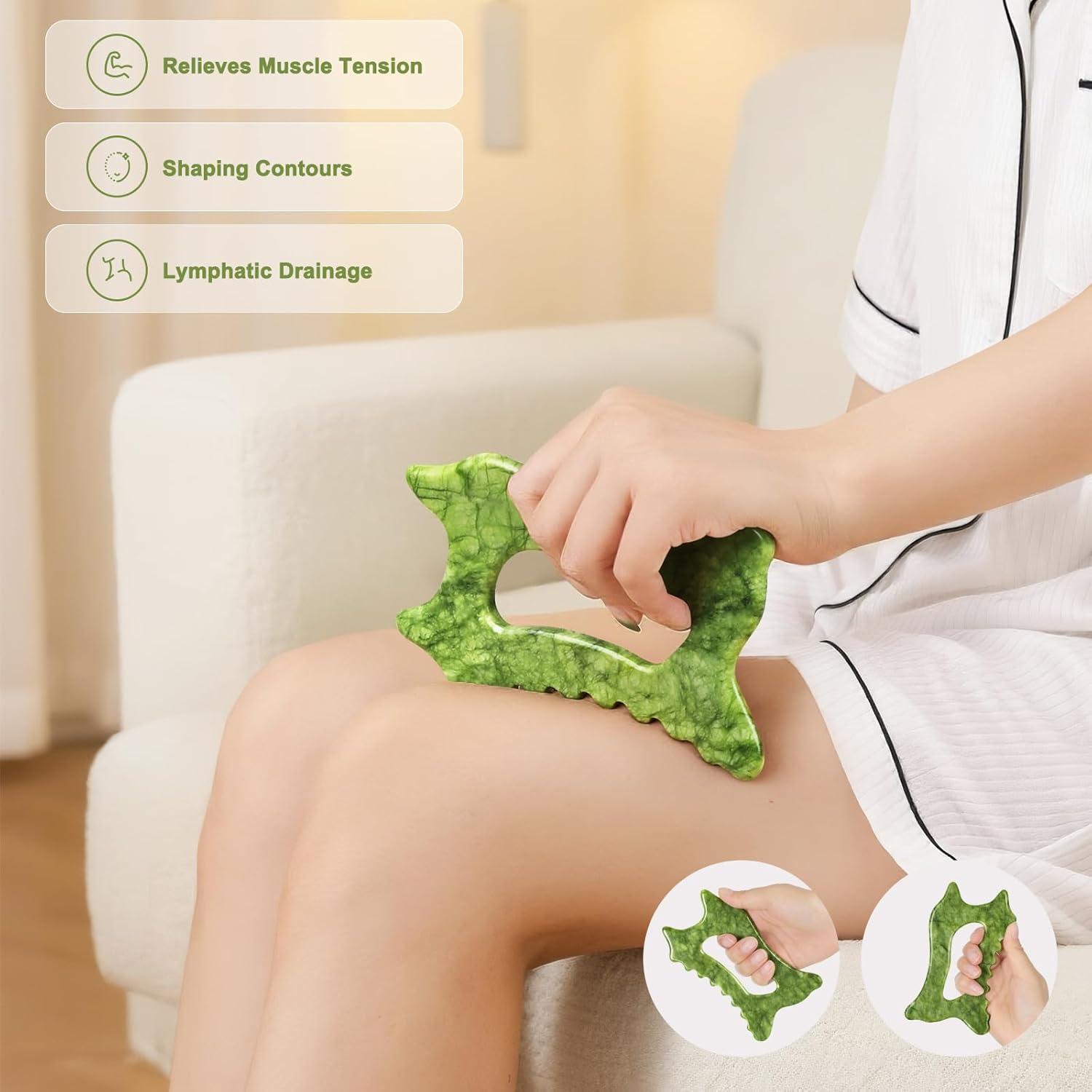 Set de Herramientas Gua Sha de Jade 6 en 1 Crossmoon - Masaje Facial y Corporal