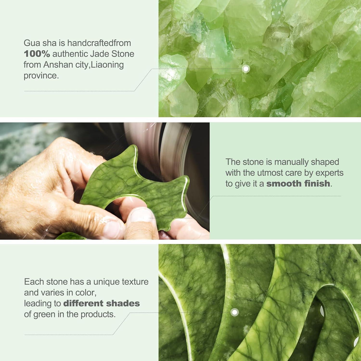 Set de Herramientas Gua Sha de Jade 6 en 1 Crossmoon - Masaje Facial y Corporal