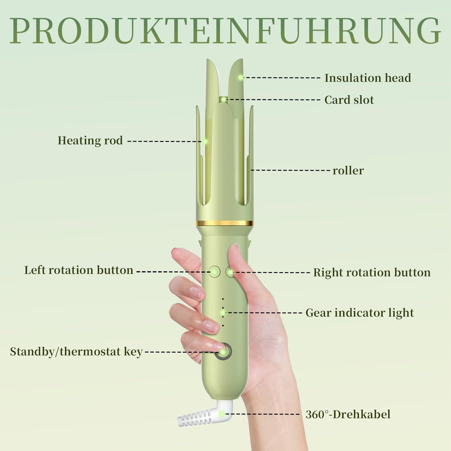 Rizador Automático Varitas Rizadas Verde 4 Temperaturas