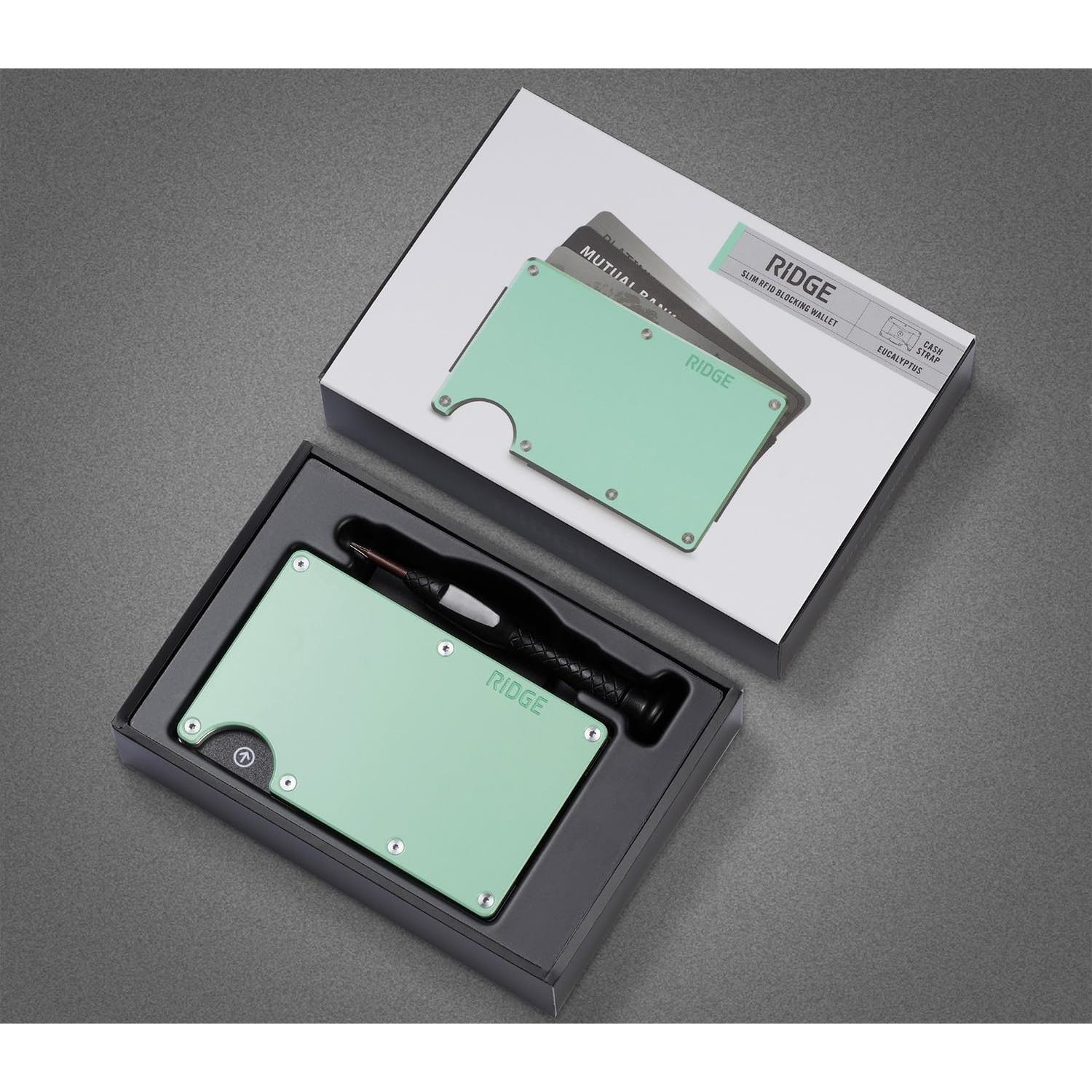 Cartera Minimalista The Ridge para Mujeres - Bloqueo RFID Eucalipto