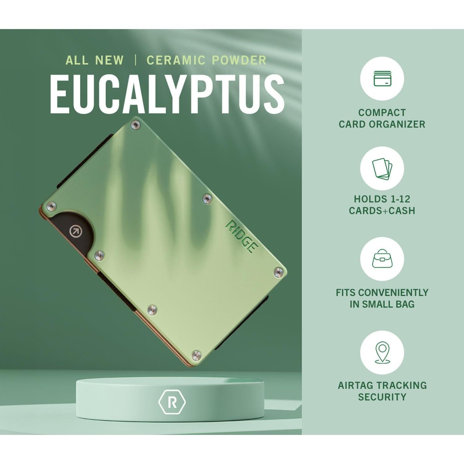 Cartera Minimalista The Ridge para Mujeres - Bloqueo RFID Eucalipto