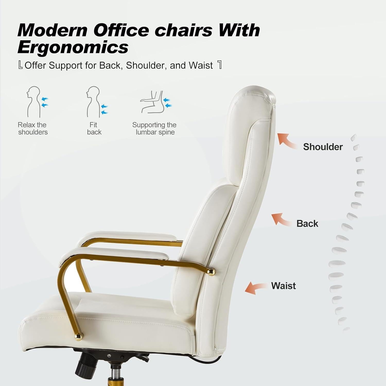 Silla de Oficina Ejecutiva HULALA HOME Ergonomica Cuero