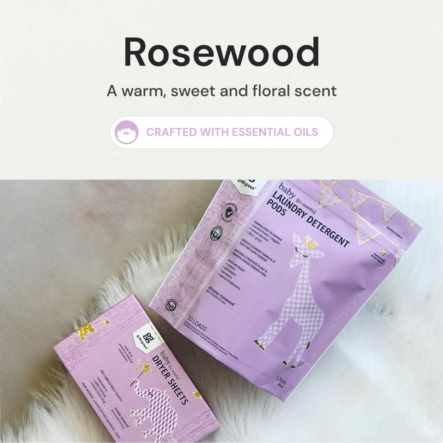 Detergente para Ropa Bebé Grab Green 50 Cápsulas + 80 Hojas Secado