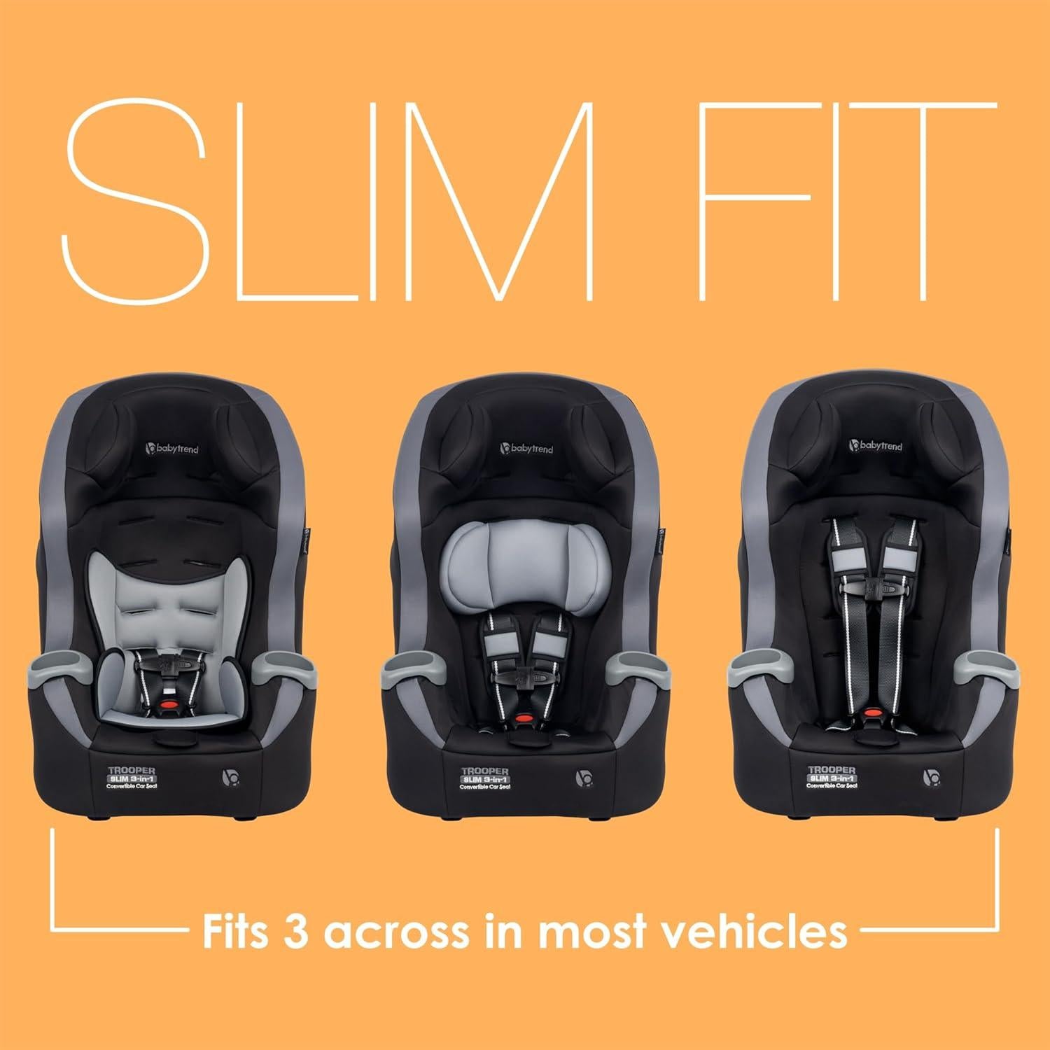 Silla de Auto Convertible 3-en-1 Baby Trend Trooper Slim Negro