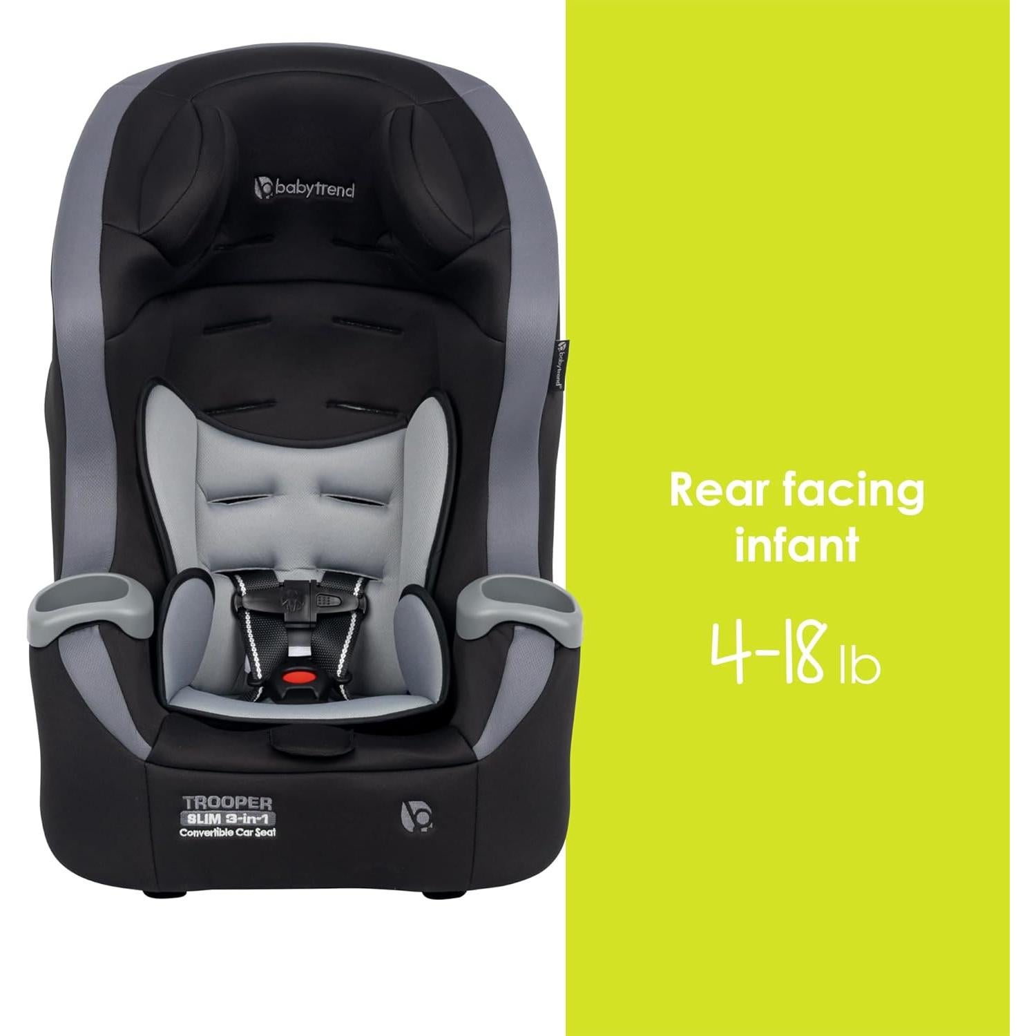 Silla de Auto Convertible 3-en-1 Baby Trend Trooper Slim Negro