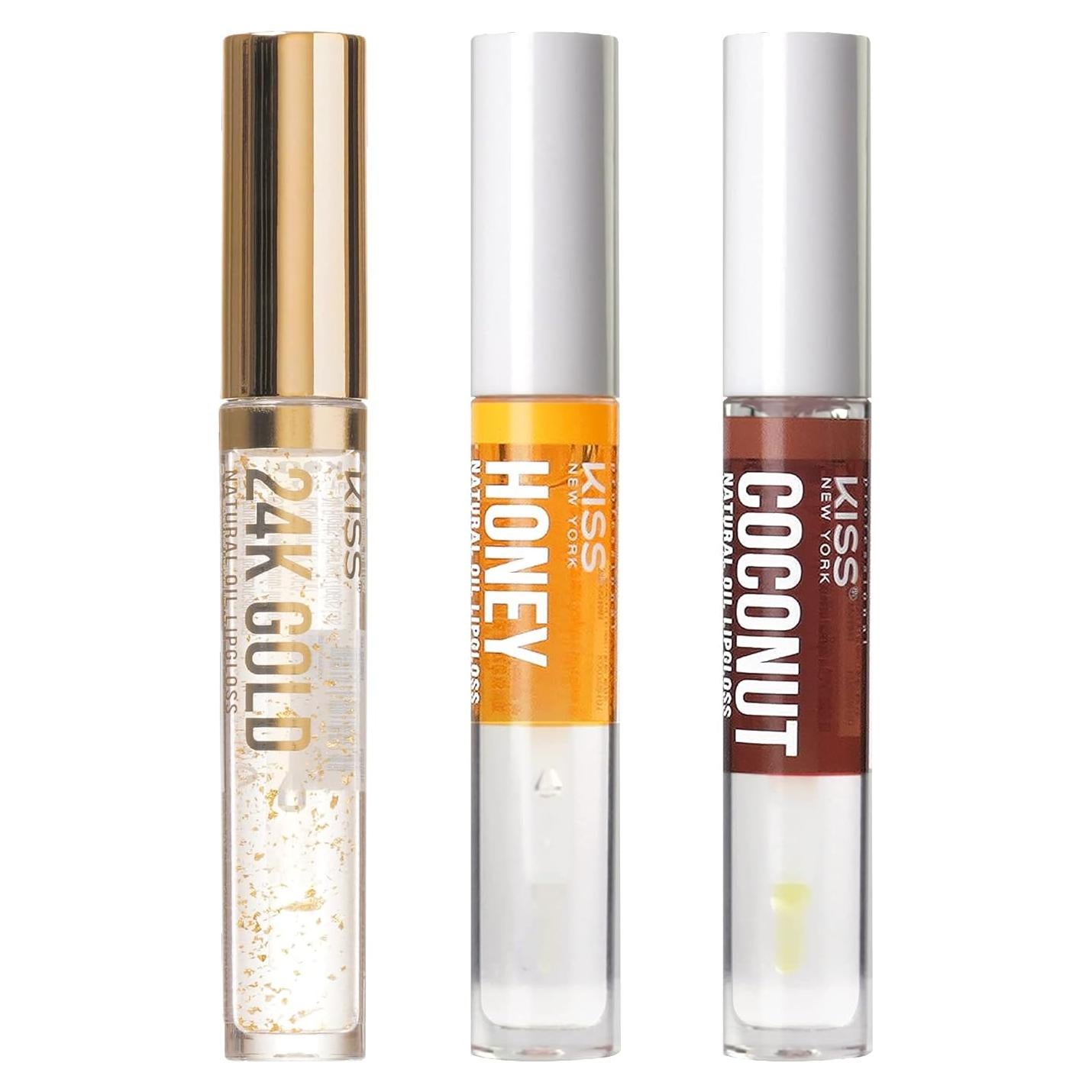 Brillo de Aceite para Labios Kiss Nueva York 3 Pack Hidratante