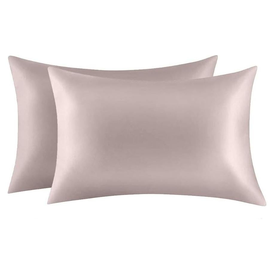 Juego de 2 Fundas de Almohada de Seda Jocoku Estándar Gris Albaricoque
