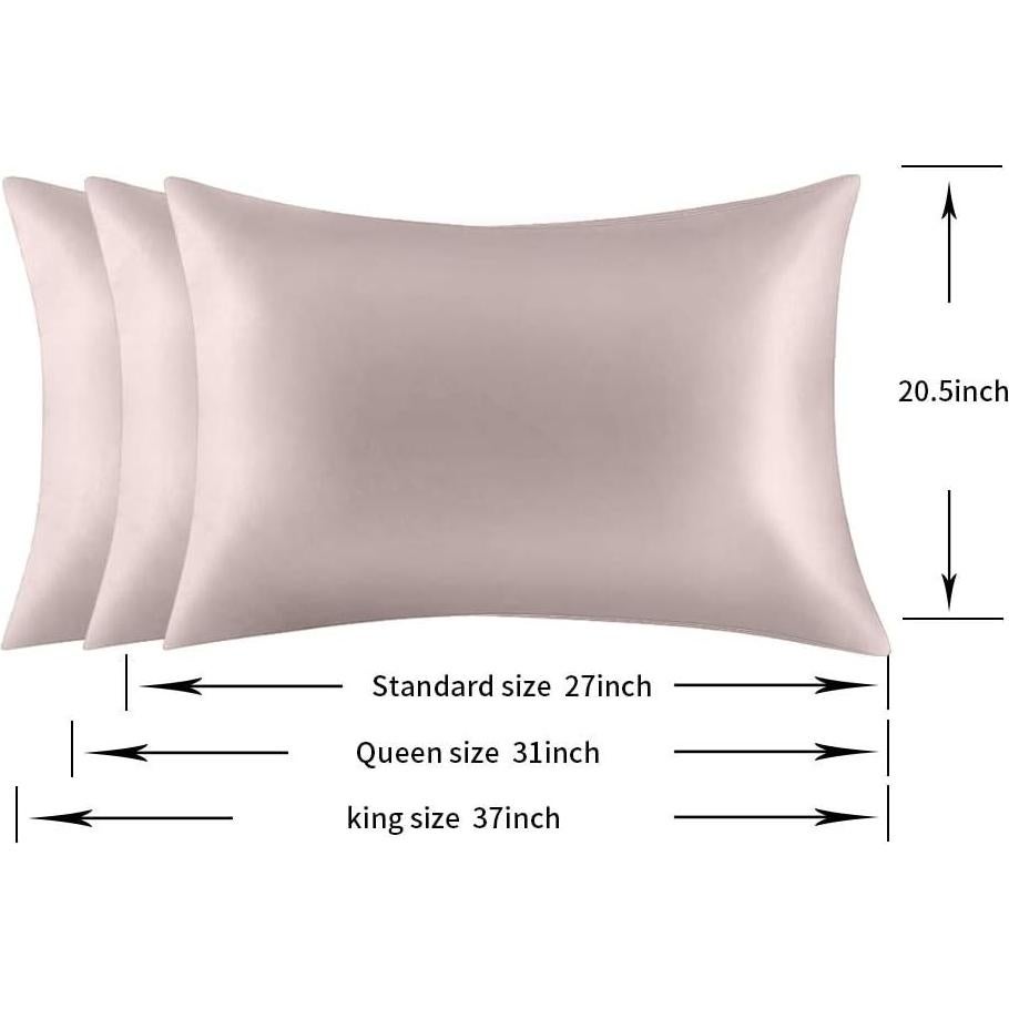 Juego de 2 Fundas de Almohada de Seda Jocoku Estándar Gris Albaricoque