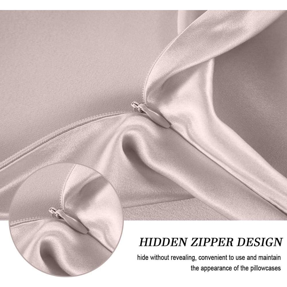 Juego de 2 Fundas de Almohada de Seda Jocoku Estándar Gris Albaricoque