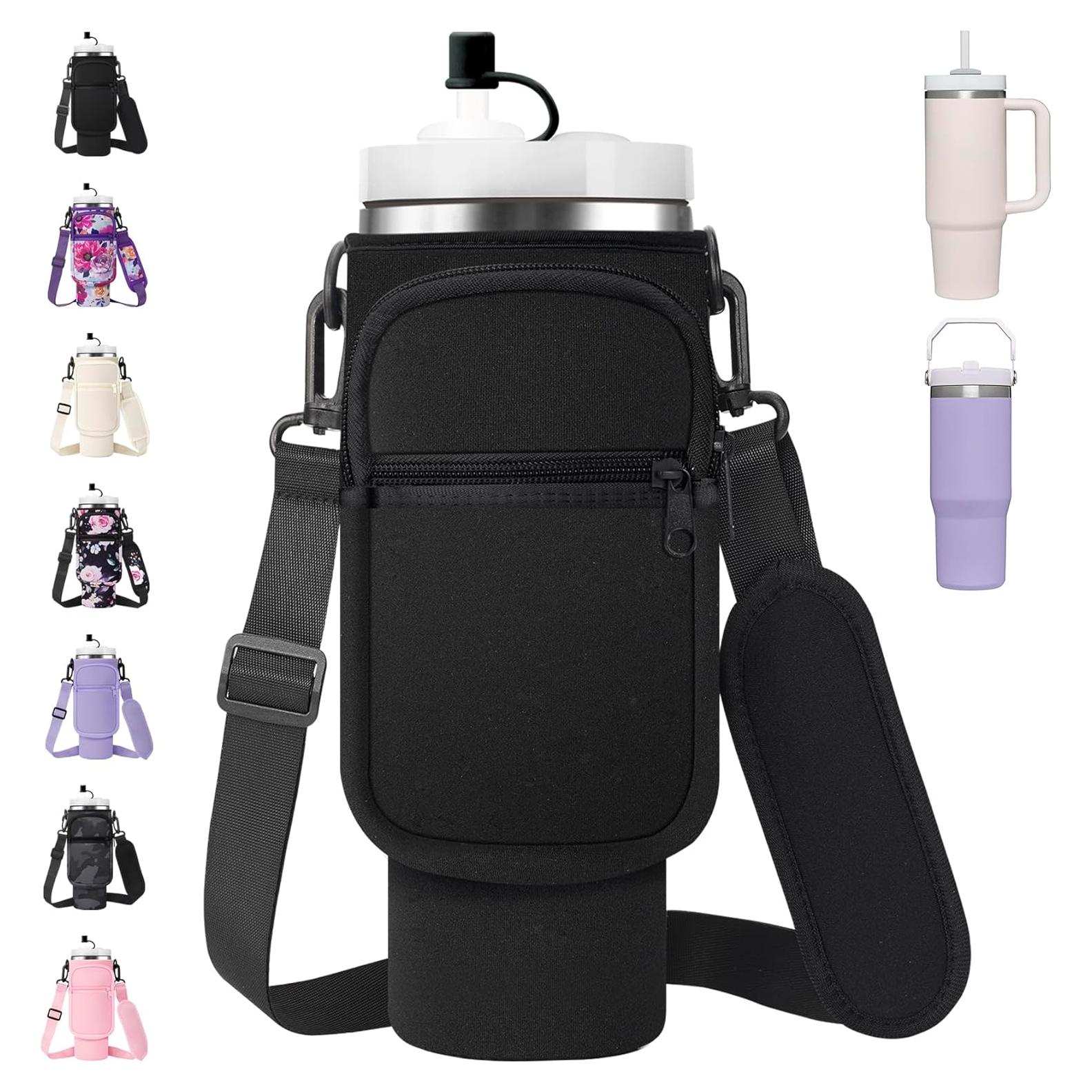 Bolsa Portabotellas AceTreker Neopreno 30 oz Negra con Bolsillo