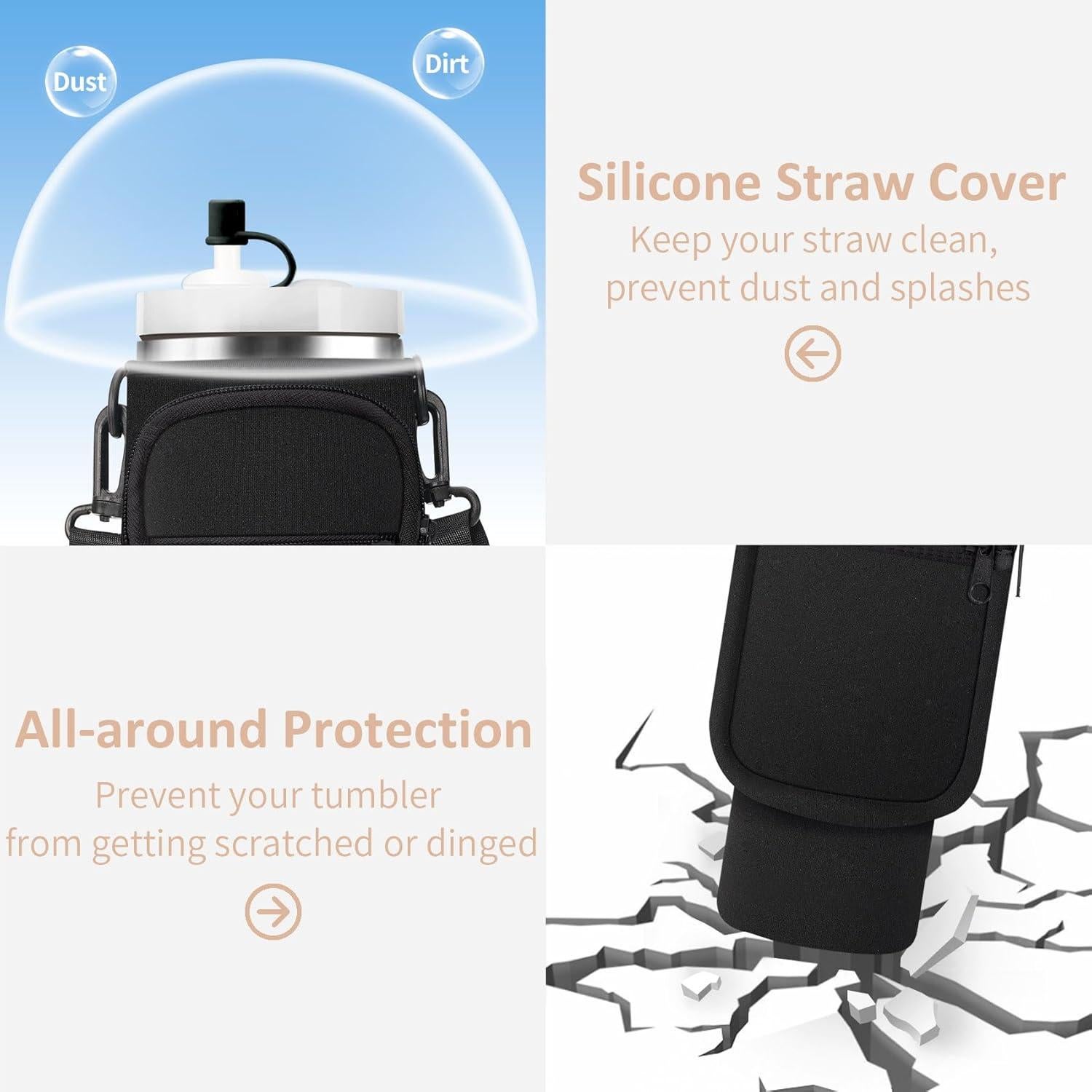 Bolsa Portabotellas AceTreker Neopreno 30 oz Negra con Bolsillo