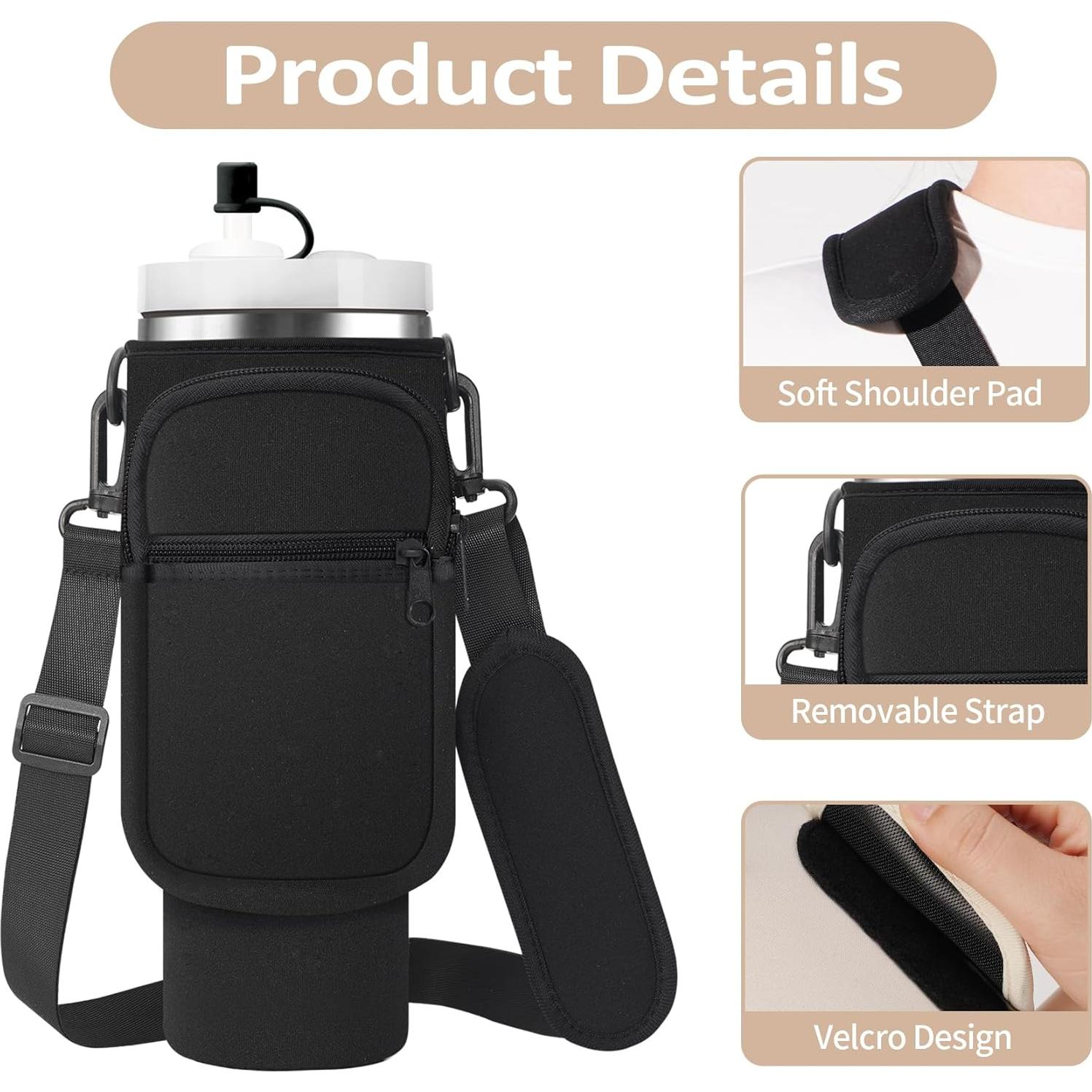 Bolsa Portabotellas AceTreker Neopreno 30 oz Negra con Bolsillo