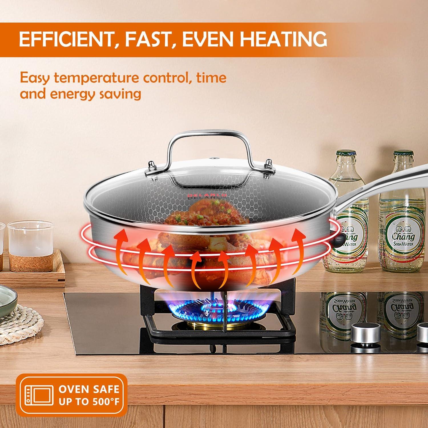 Sartén de Acero Inoxidable DELARLO 3QT 28.4cm Antiadherente