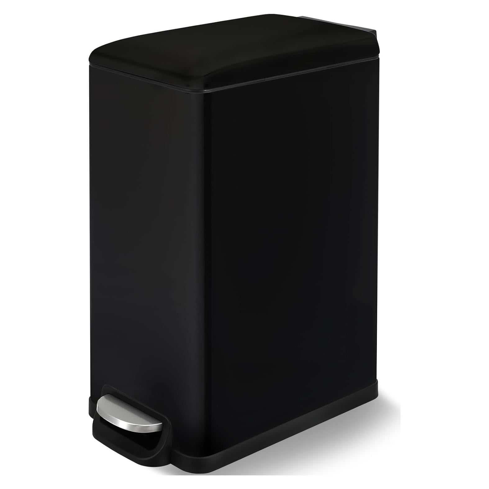 Cubo de Basura Slim Arlopu 50L Acero Inoxidable Negro