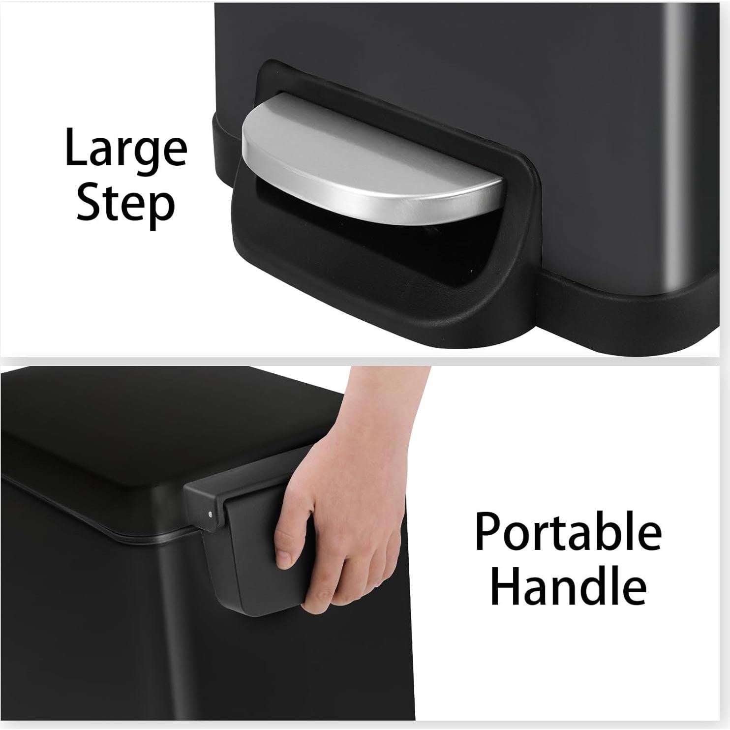 Cubo de Basura Slim Arlopu 50L Acero Inoxidable Negro