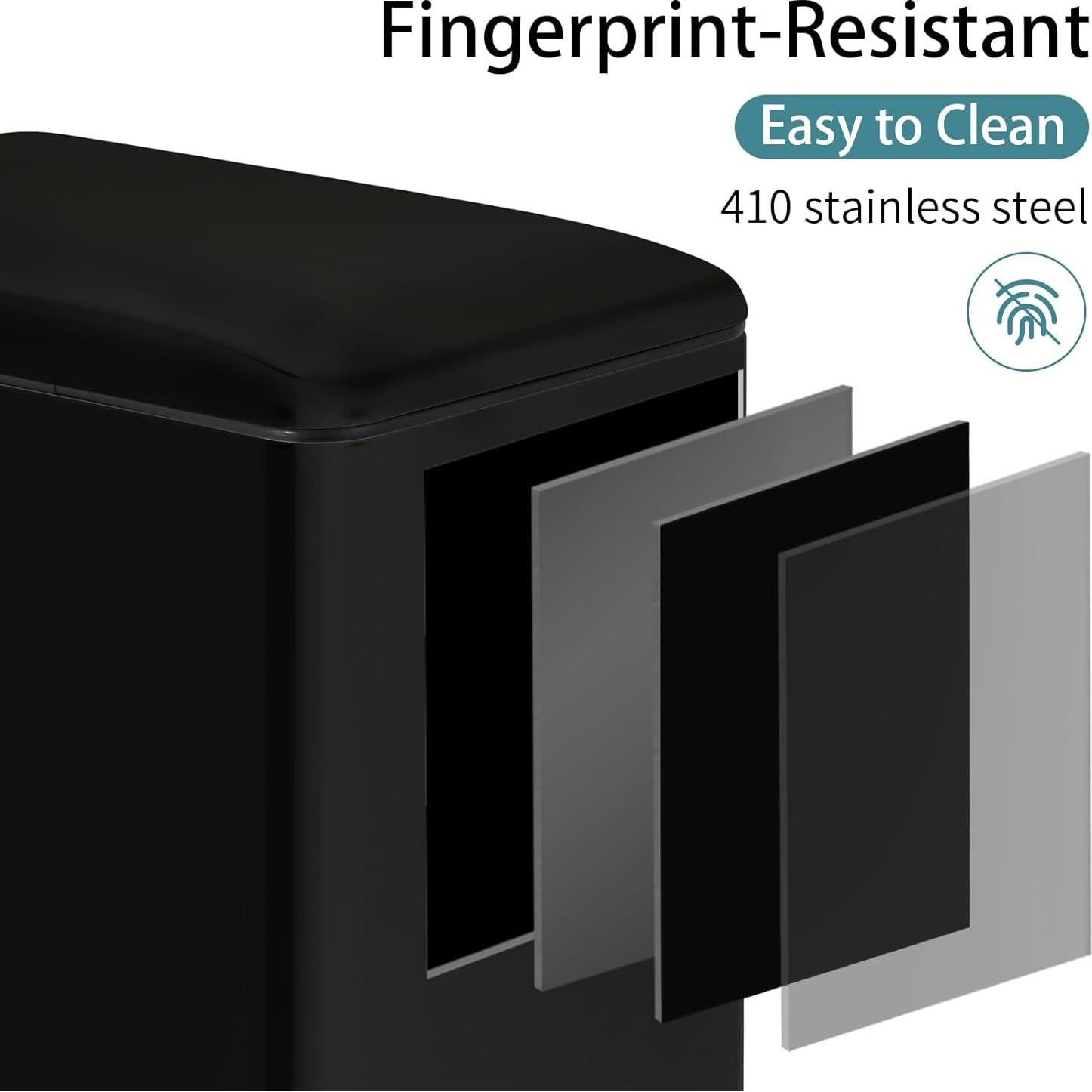 Cubo de Basura Slim Arlopu 50L Acero Inoxidable Negro