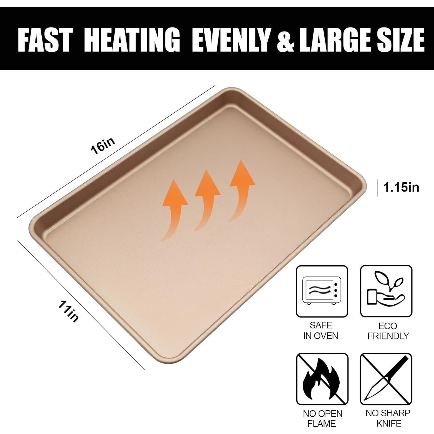 Juego de Bandejas para Hornear Amcorla 28x41cm Dorado - 2 Piezas