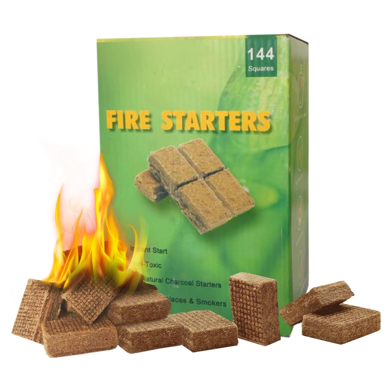 KAMaster 144 Cubos Encendedores de Fuego Natural - 10 Minutos de Quema