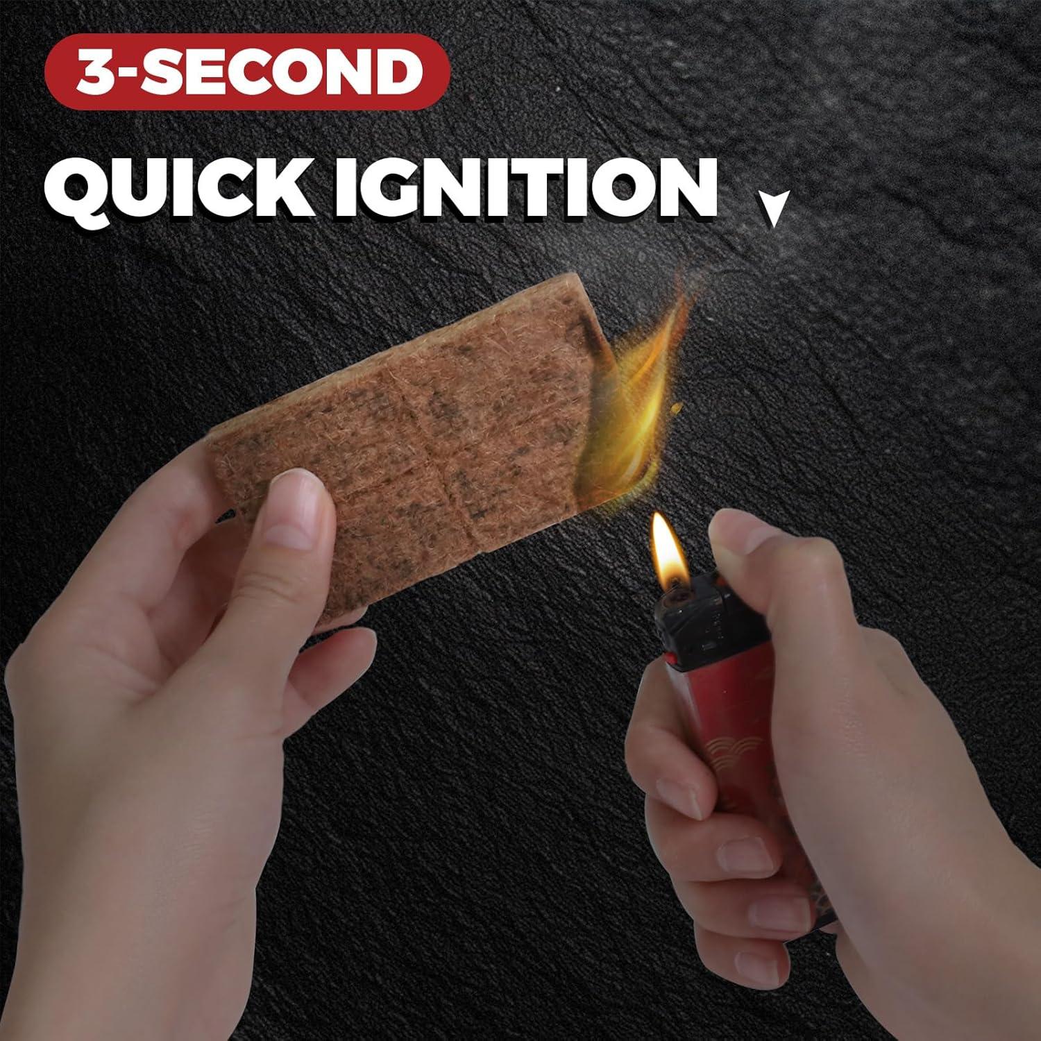 KAMaster 144 Cubos Encendedores de Fuego Natural - 10 Minutos de Quema