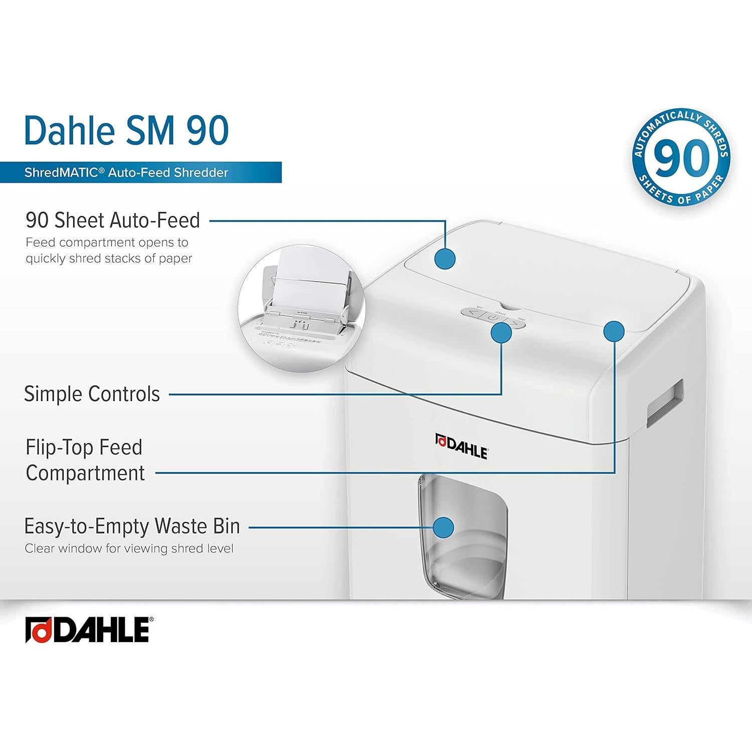 Dahle SM 90 Trituradora de Papel Auto-Alimentada 90 Hojas