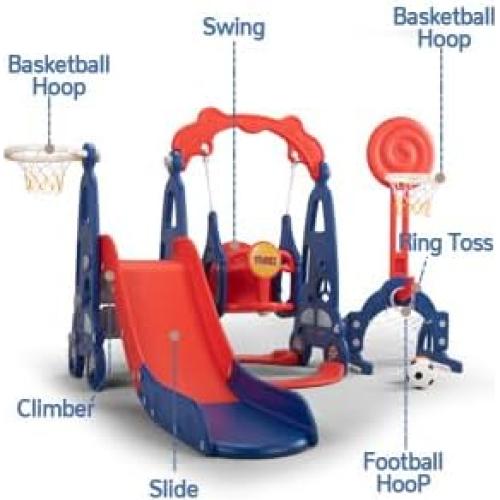 Parque Infantil 5 en 1 Nyeekoy con Tobogán y Columpio