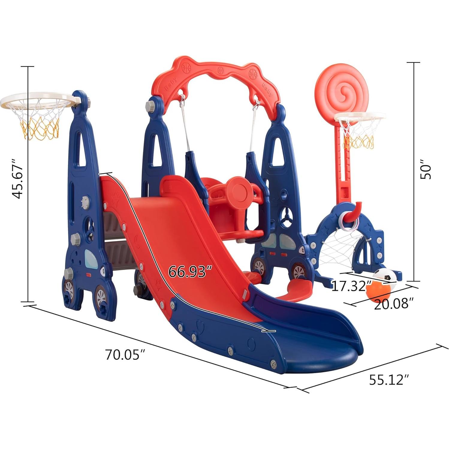 Parque Infantil 5 en 1 Nyeekoy con Tobogán y Columpio