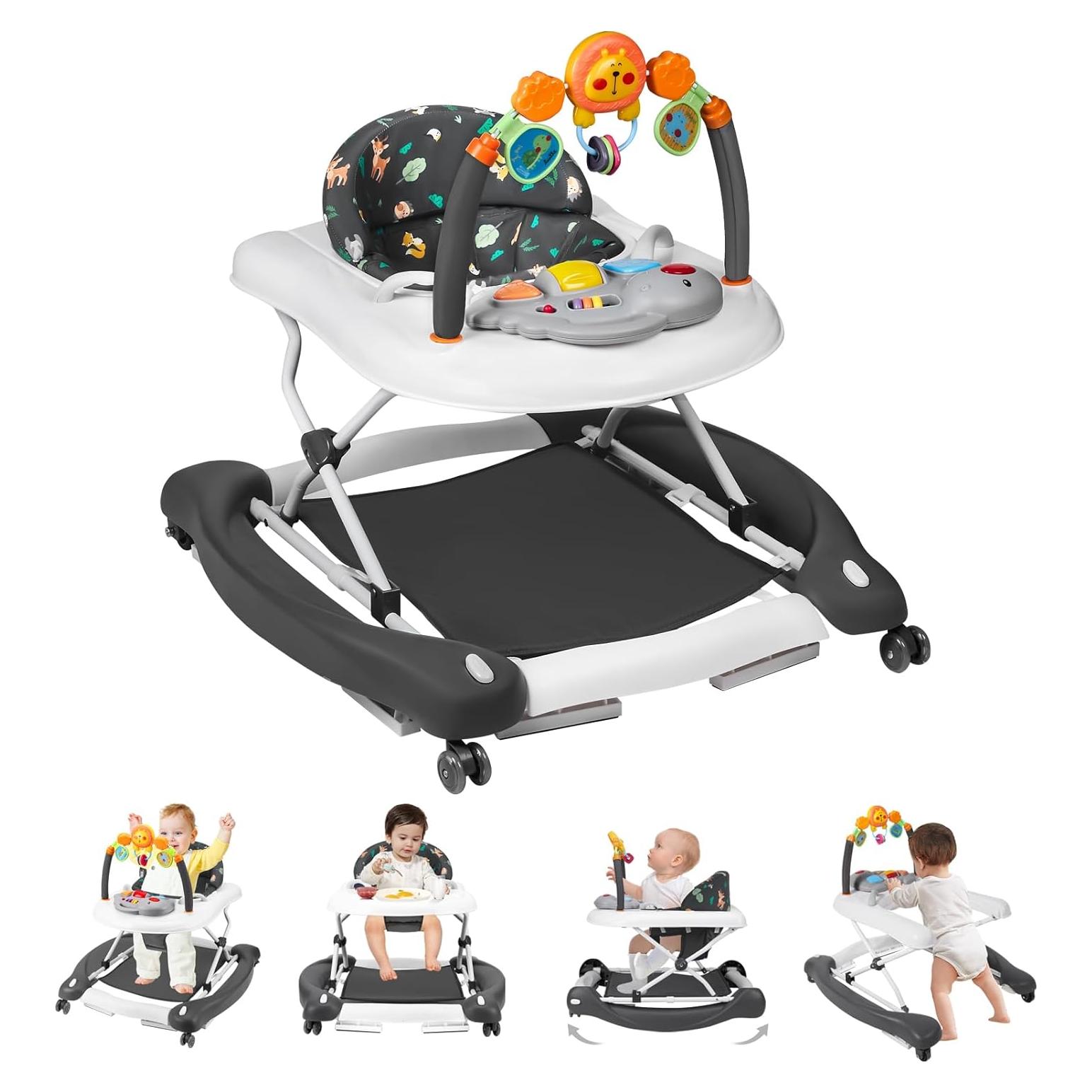 Andador Plegable 5 en 1 para Bebés Re-019 Gris, Altura Ajustable