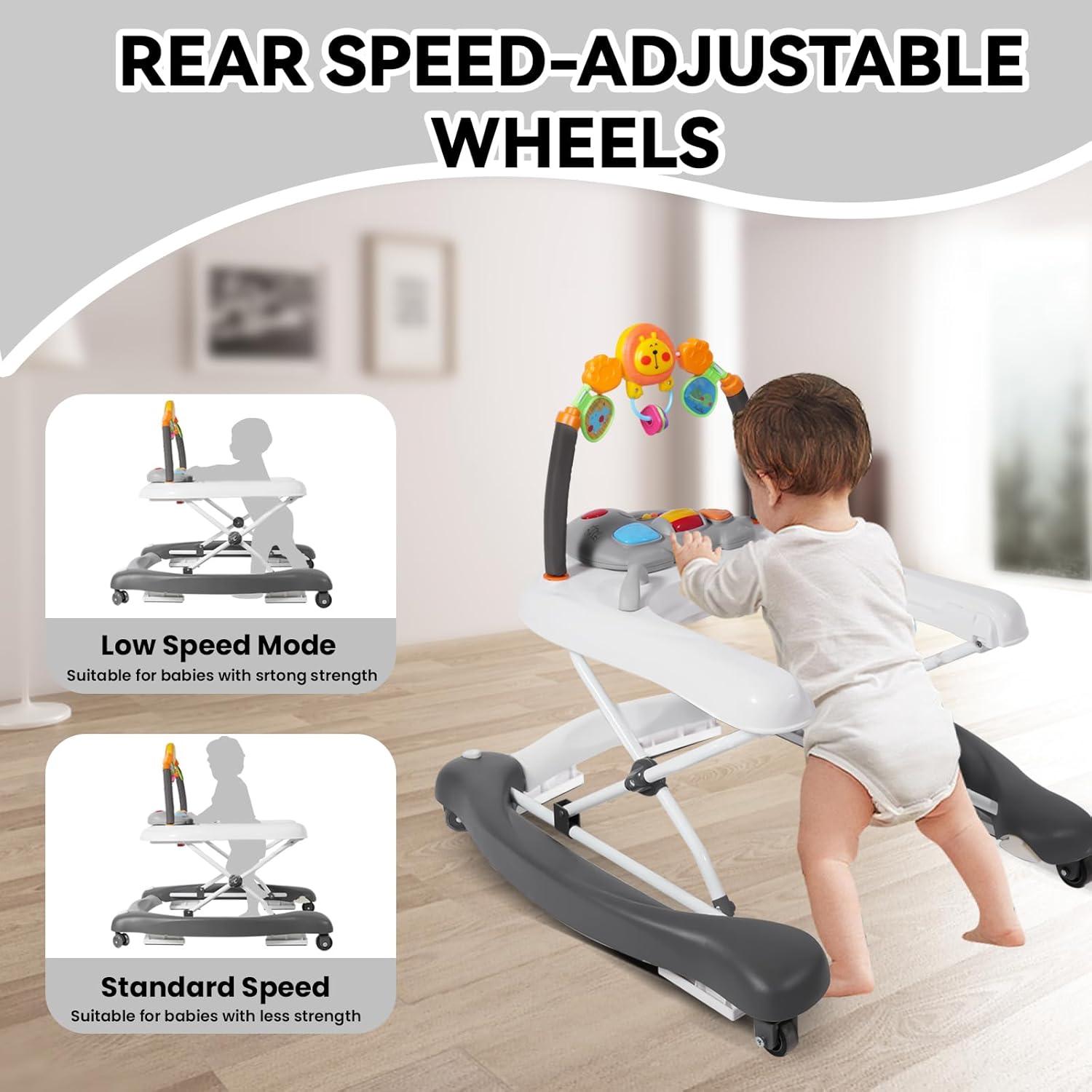 Andador Plegable 5 en 1 para Bebés Re-019 Gris, Altura Ajustable