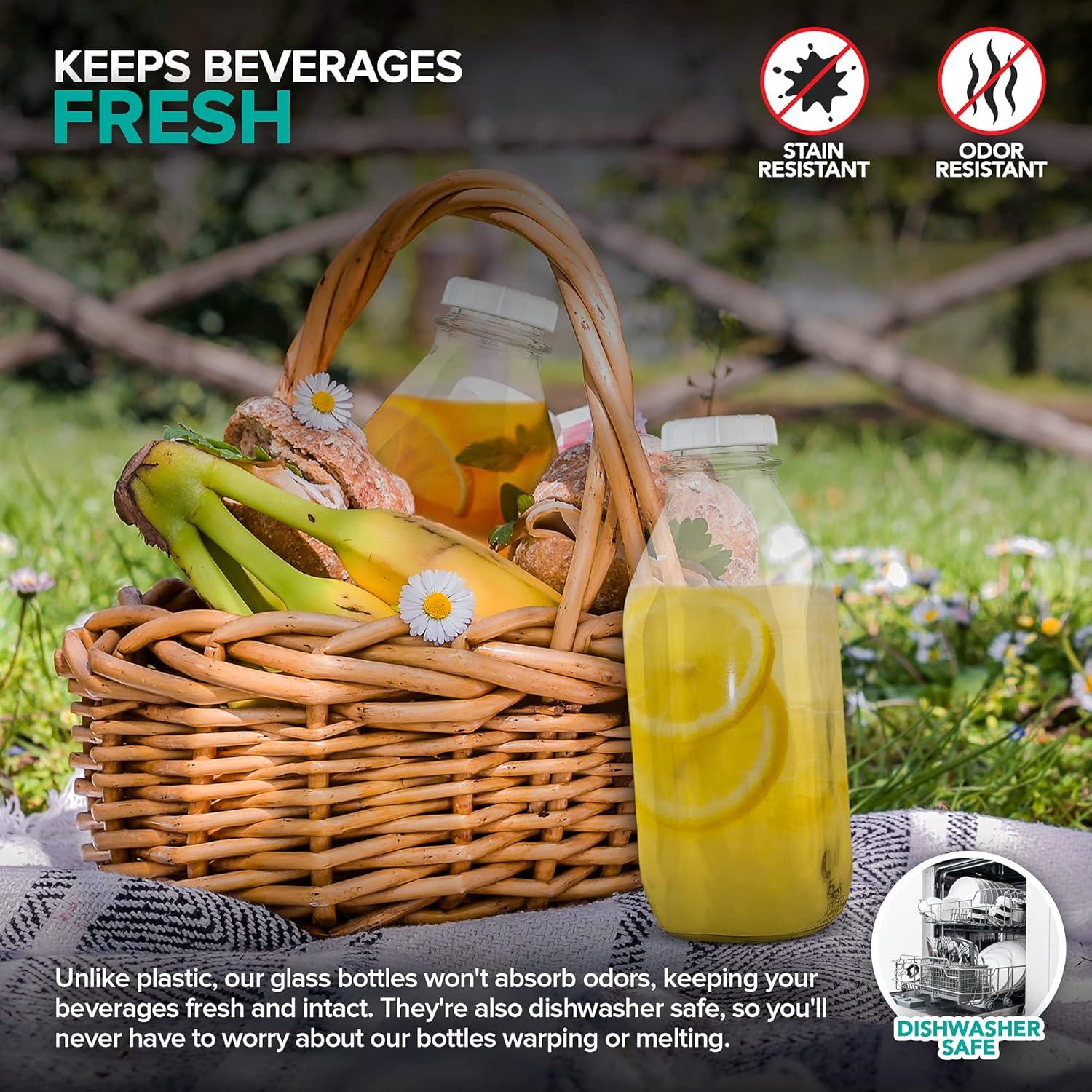 Botella de Leche de Vidrio Almacena Tu Hogar 1L con Tapa