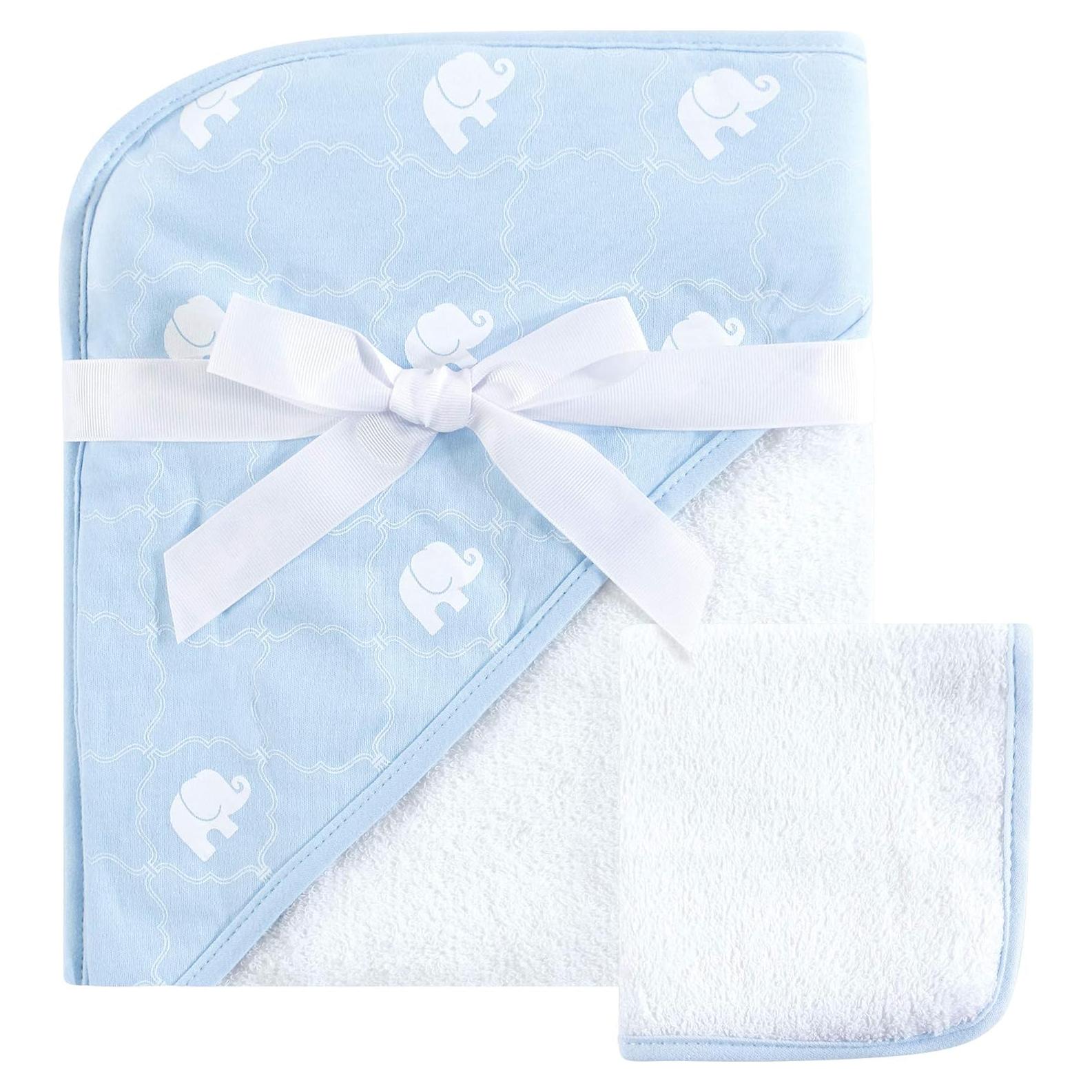 Toalla con Capucha Hudson Baby Algodón Unisex Elefante Azul