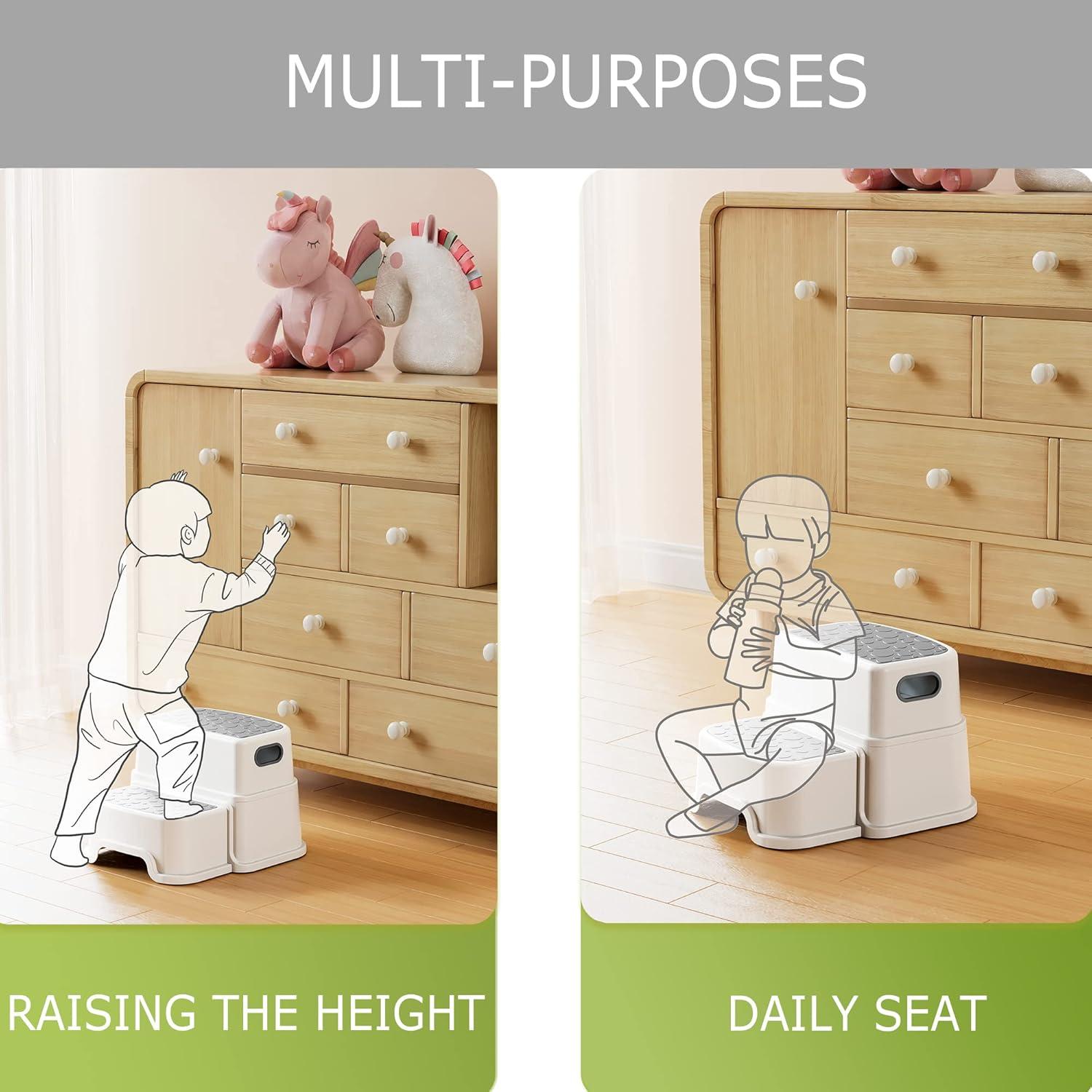 Escalón de 2 Pasos HOMKO para Niños - Antideslizante Gris