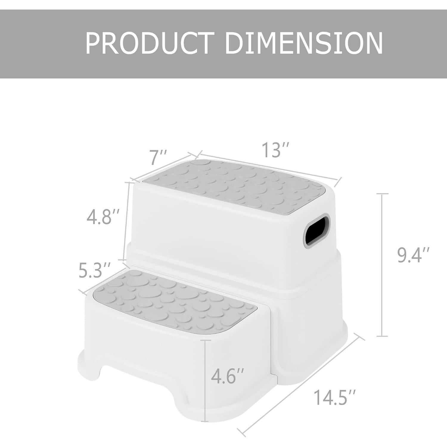 Escalón de 2 Pasos HOMKO para Niños - Antideslizante Gris