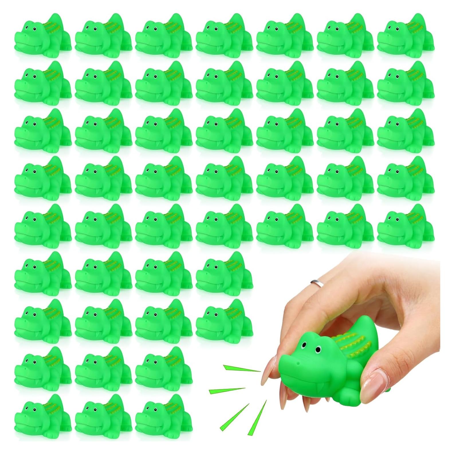 50 Mini Juguetes de Baño de Goma Cocodrilo Lenwen 7.1 cm