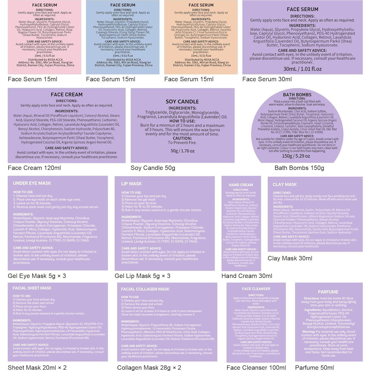 Set de Regalo Spa 33 Pcs Rosa Acca - Cuidado Facial y Corporal