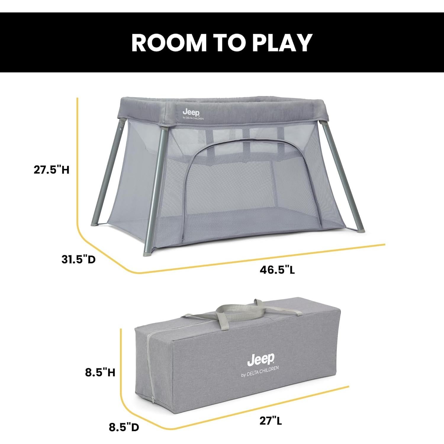 Cuna de viaje y moisés compacto Jeep Horizon 2 en 1 Gris