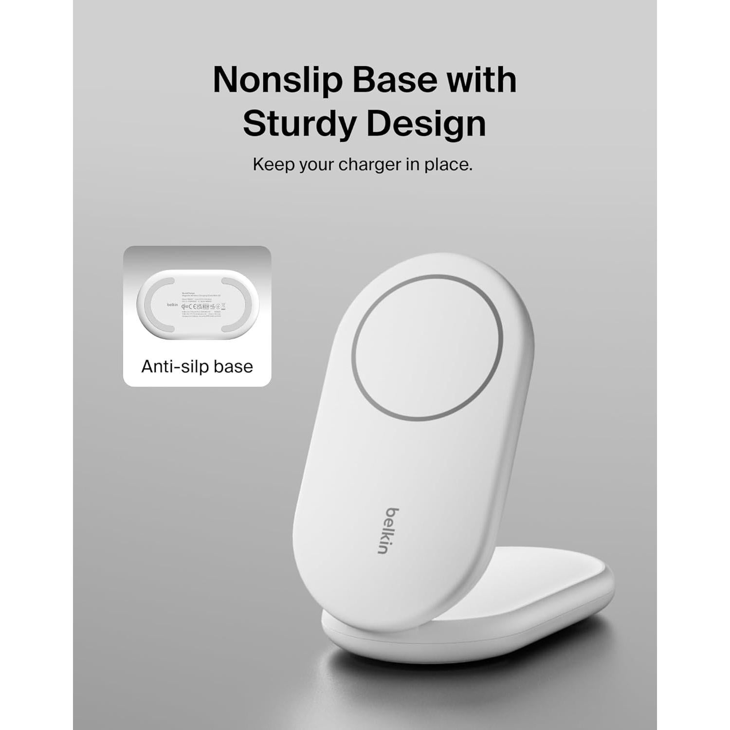 Cargador Inalámbrico Plegable Belkin 15W Qi2 MagSafe Blanco