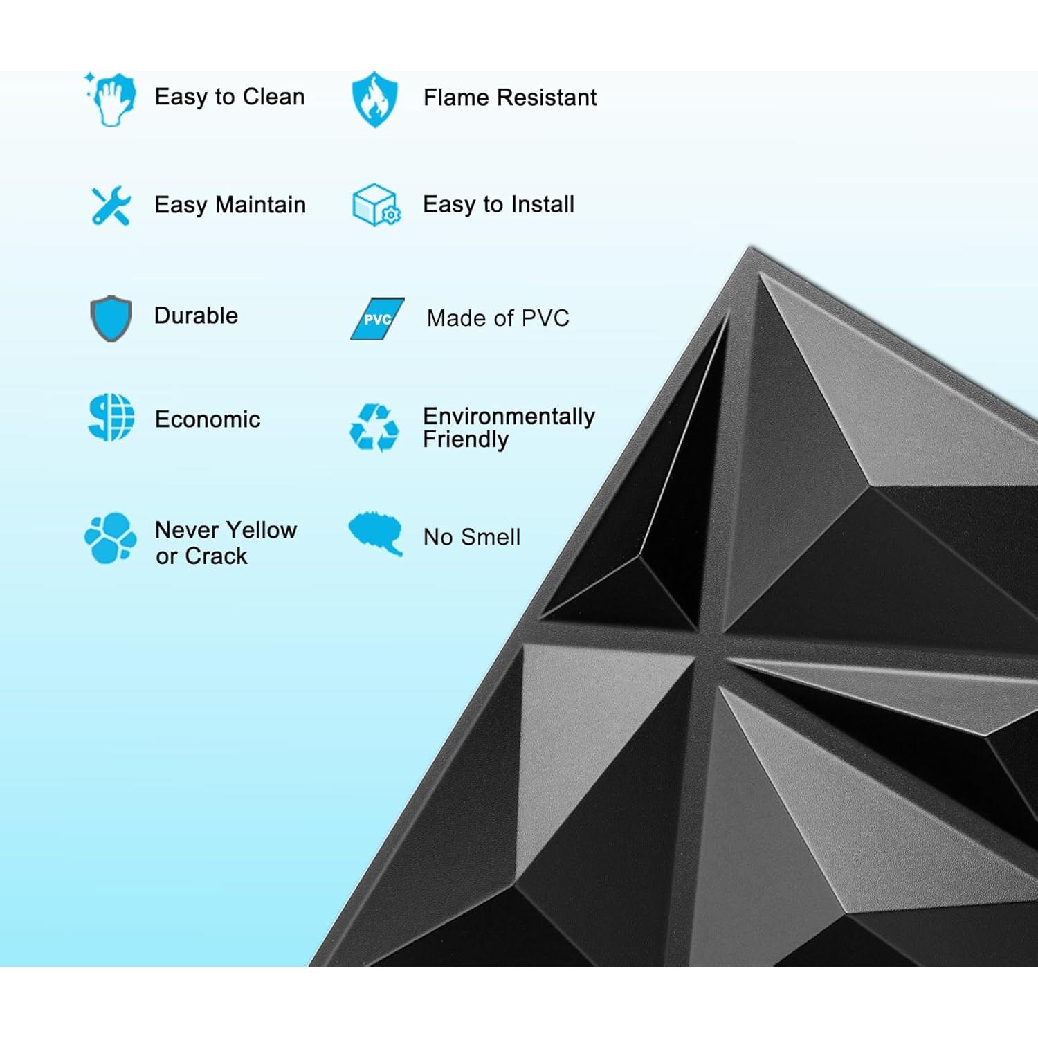 Paneles de Pared 3D MIX3D Negro 33 Piezas 30x30 cm