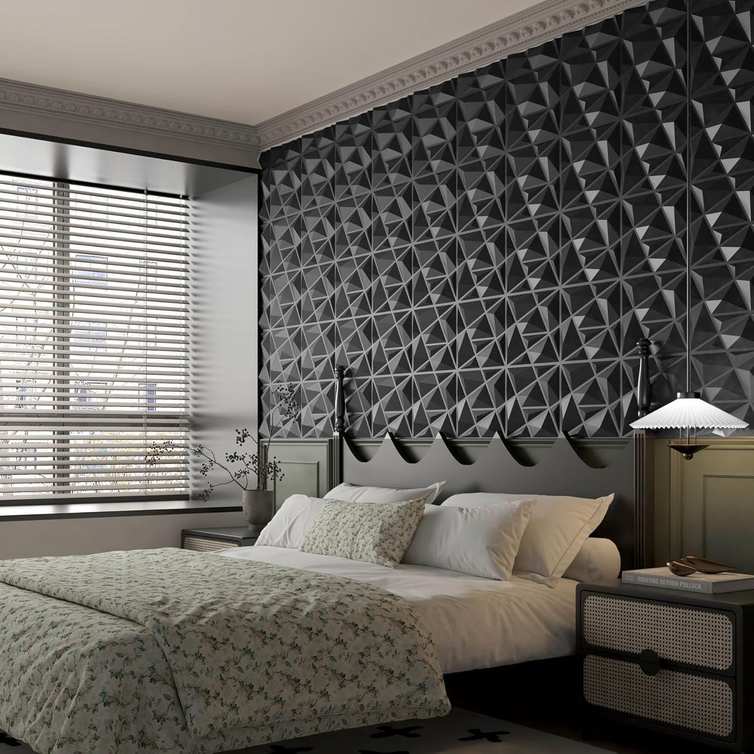 Paneles de Pared 3D MIX3D Negro 33 Piezas 30x30 cm