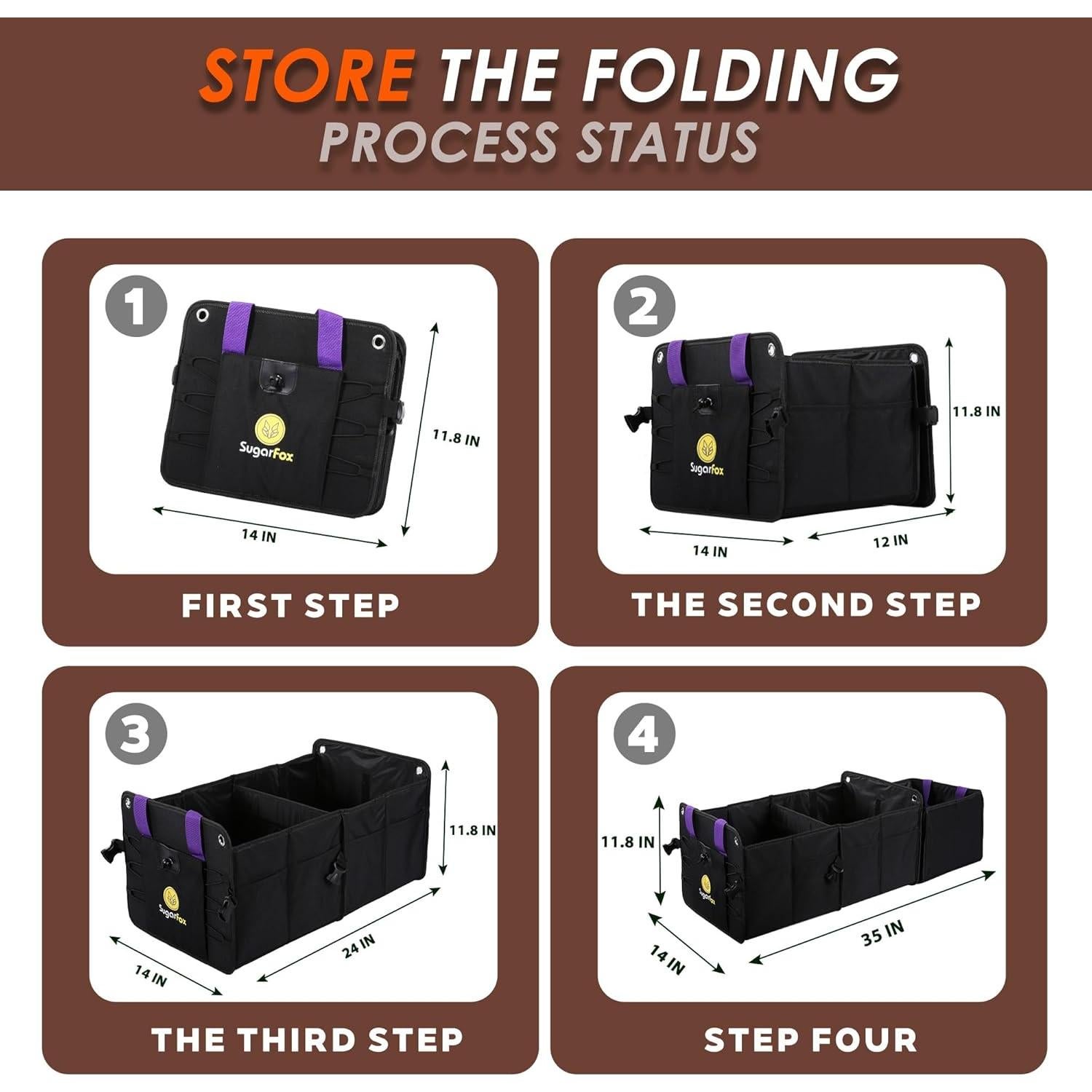 Car Trunk Organizer SUV, 84L SUV Trunk Organizer – Waterproof Foldable Modular Trunk Organizer with Mesh Pockets, Non-Slip Base, Black - M313