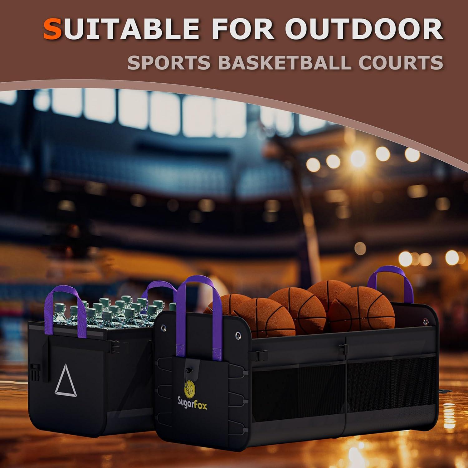 Car Trunk Organizer SUV, 84L SUV Trunk Organizer – Waterproof Foldable Modular Trunk Organizer with Mesh Pockets, Non-Slip Base, Black - M313