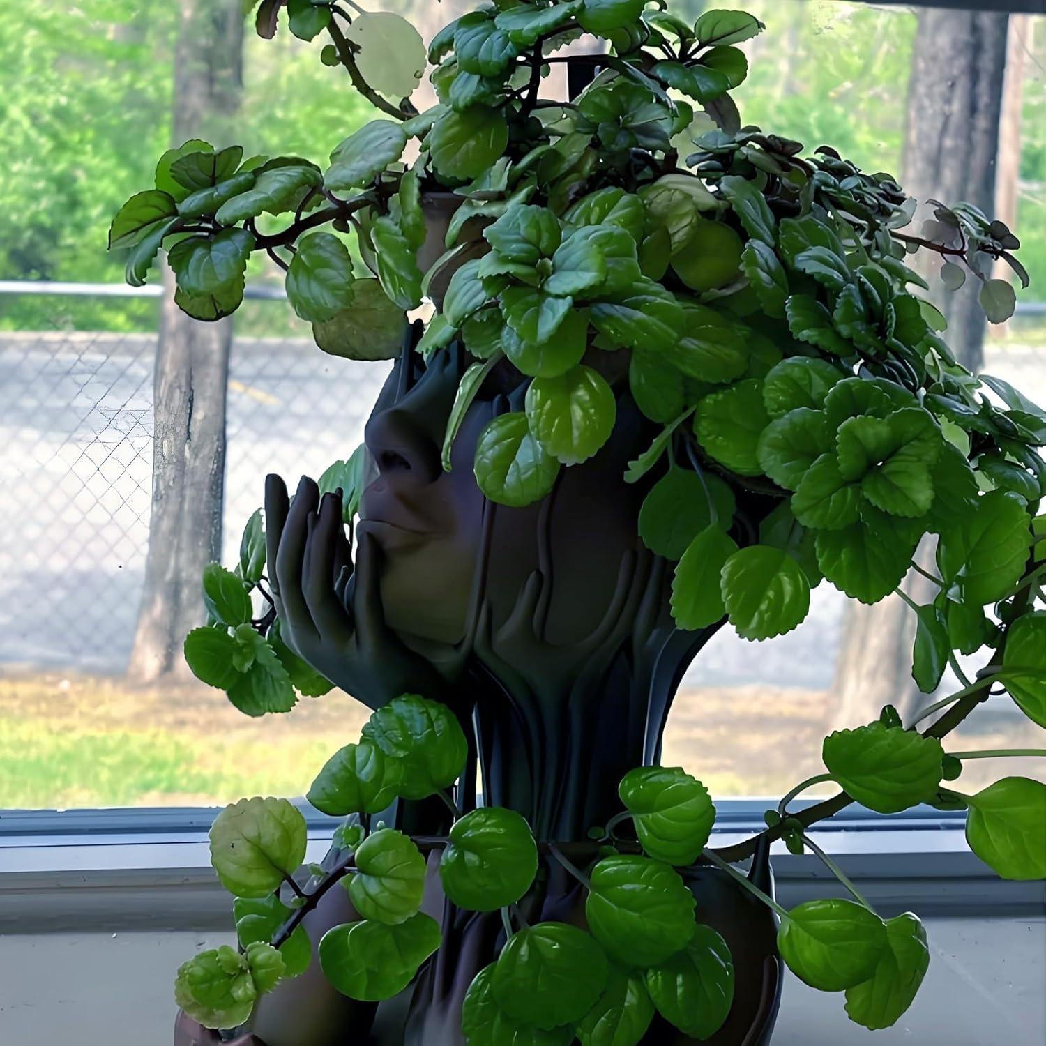 Maceta de Resina Mujer Derretida Poranlem 18 cm Negro