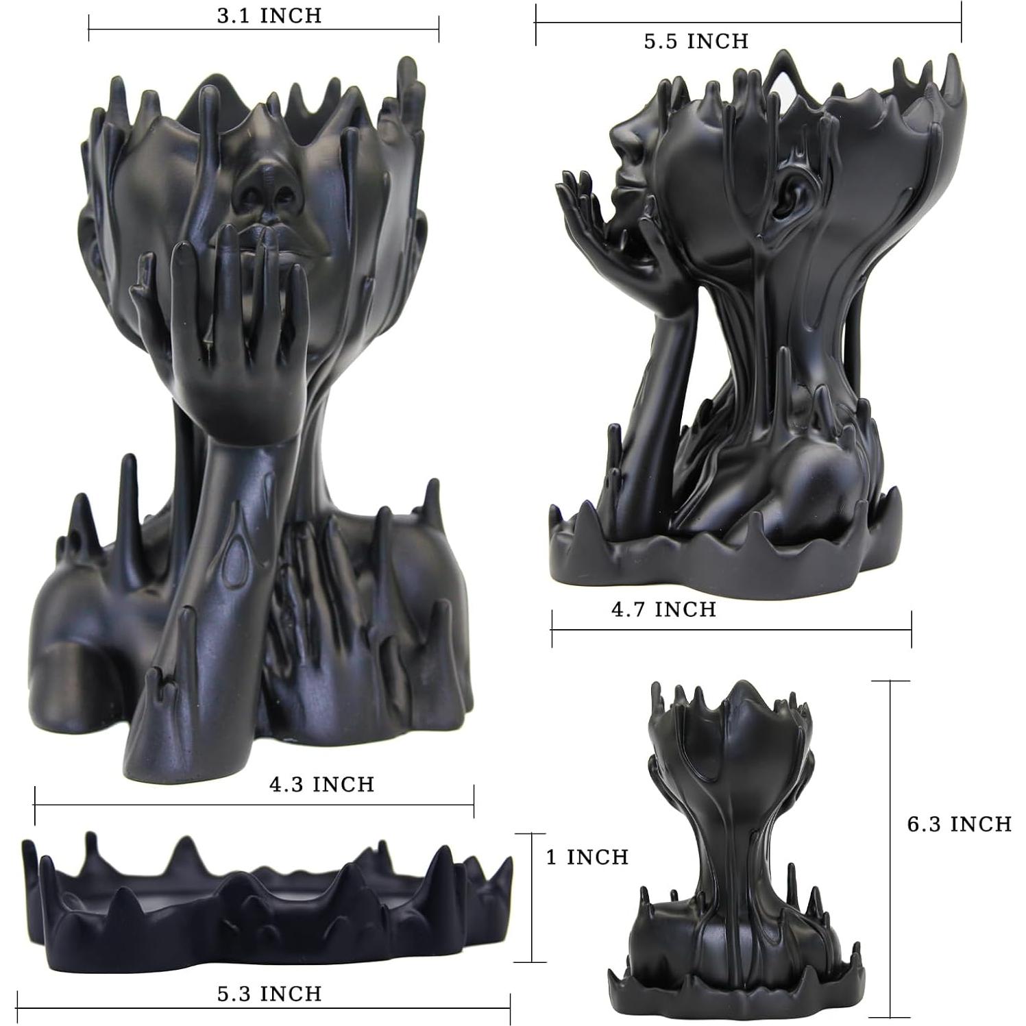 Maceta de Resina Mujer Derretida Poranlem 18 cm Negro