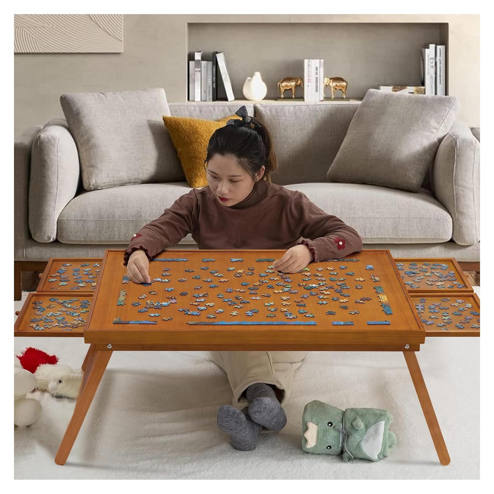 Mesa de Rompecabezas TEAKMAMA 1500 Piezas Plegable 86.4x66.8cm