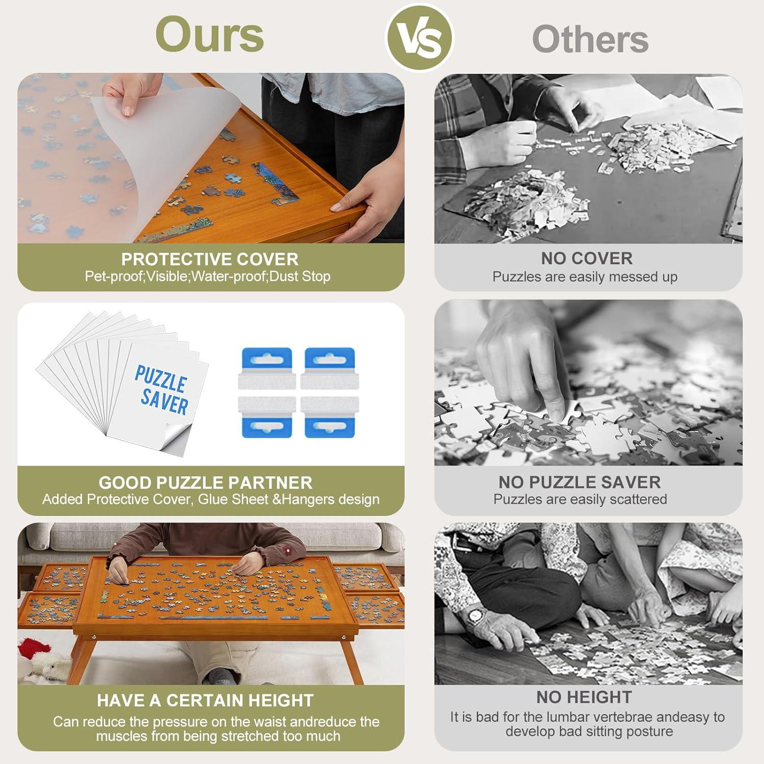 Mesa de Rompecabezas TEAKMAMA 1500 Piezas Plegable 86.4x66.8cm