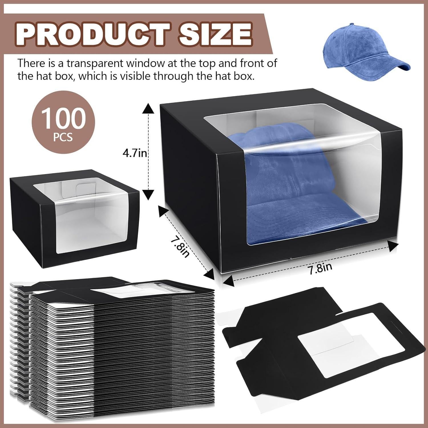 Cajas de Regalo para Gorras DoubleFill 50 Pcs Negro 19.3x19.3x11.9cm