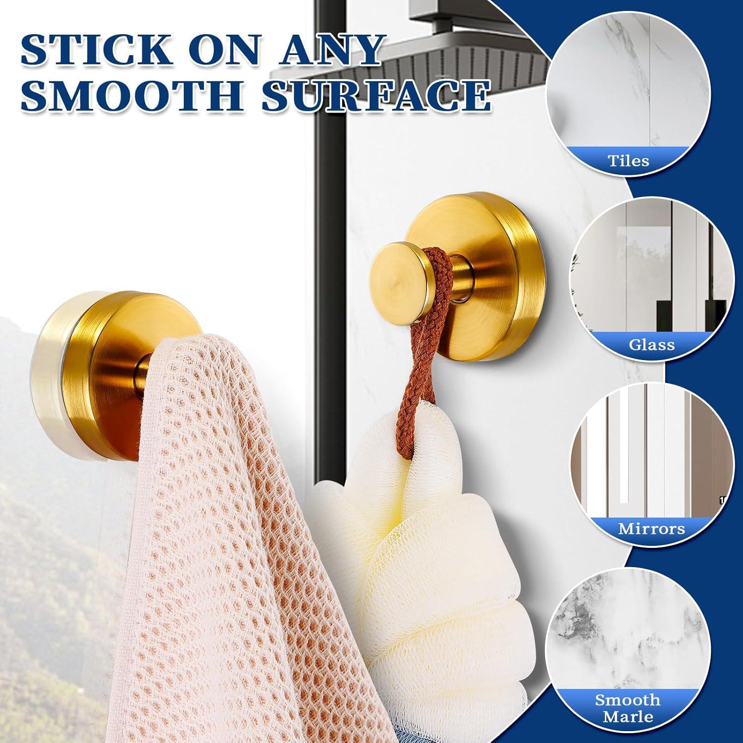 Ganchos de Ventosa Reutilizables Warlve Oro Cepillado 2 Unidades