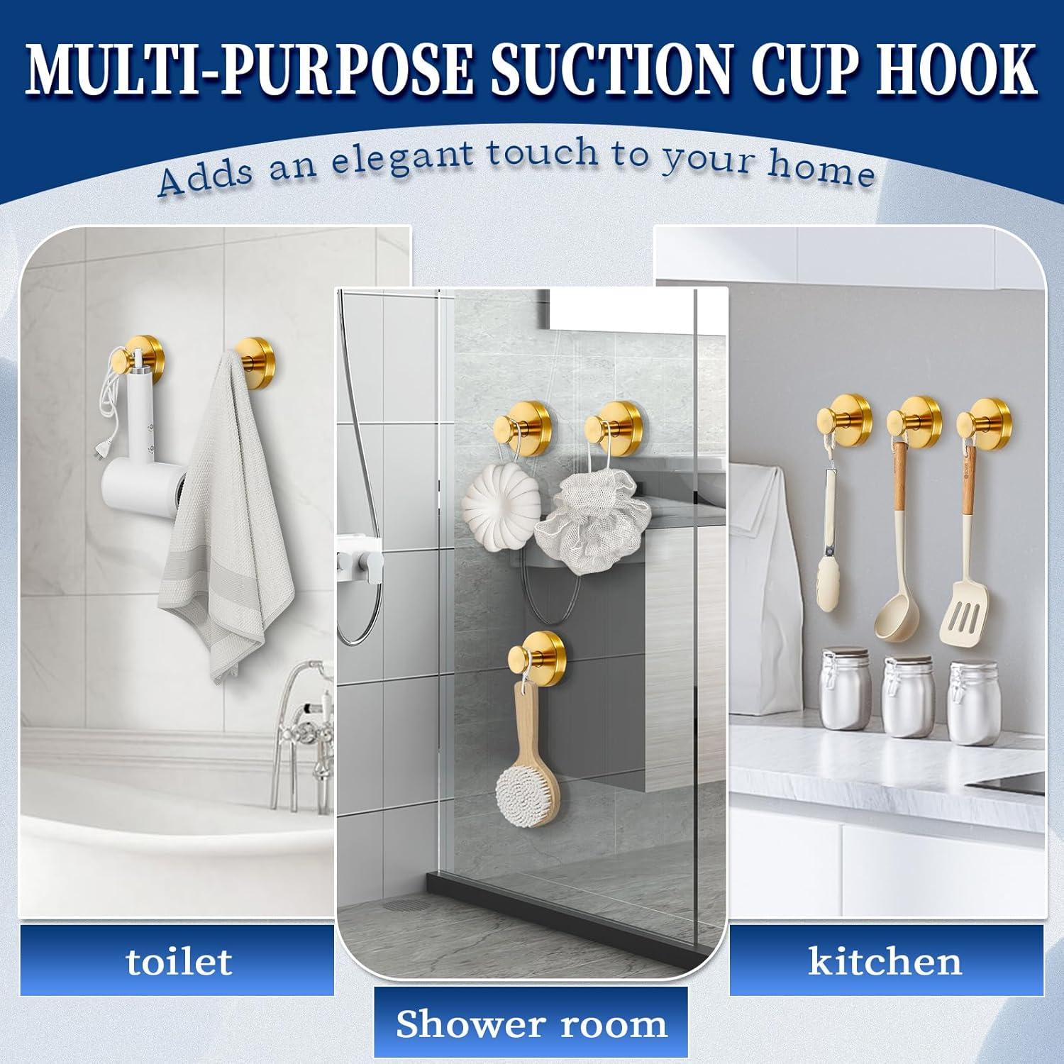 Ganchos de Ventosa Reutilizables Warlve Oro Cepillado 2 Unidades